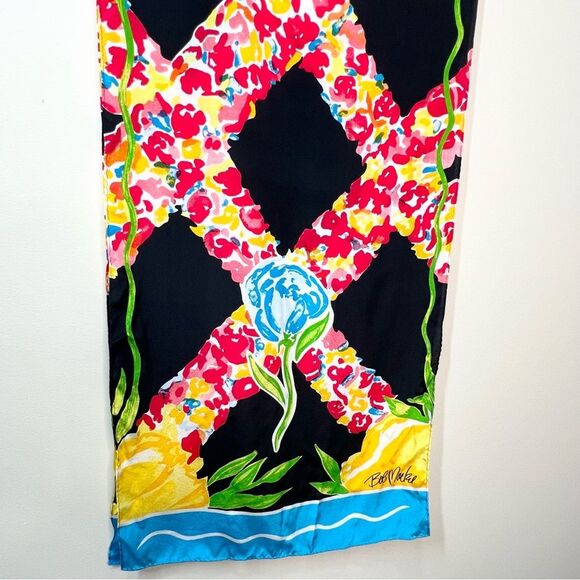 Bob Mackie Wearable Art 100% Silk Floral Print Scarf - Picture 4 of 9